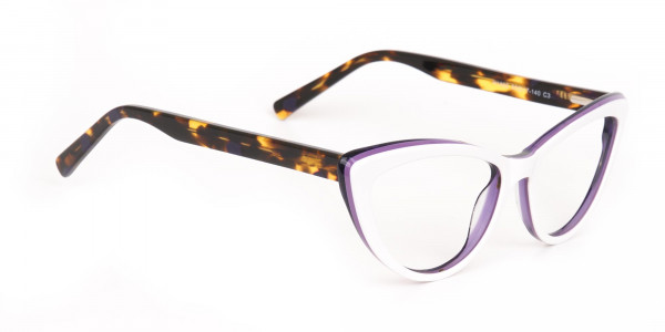 Daisy White & Violet Purple Tortoise Cat Eyeglasses Women-1