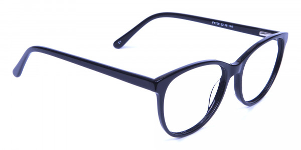 Smooth Curved Black Round Cat Eye Glasses