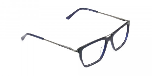 Mixed Material Glasses in Gunmetal Navy Blue - 1