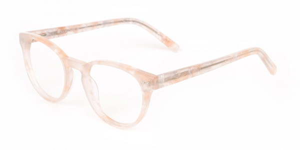 Brown Translucent Nude & Stripe round Glasses-1