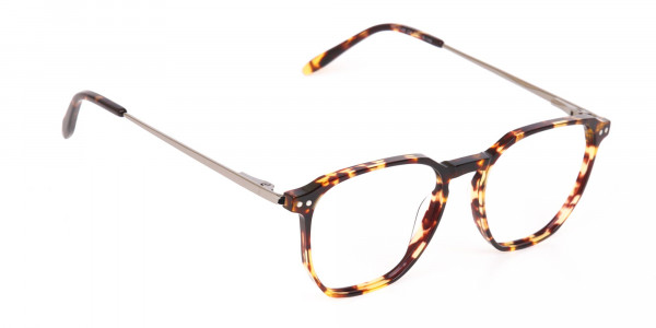 Tortoise Geometric Glasses Frame Unisex-1