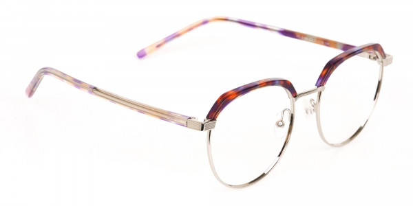 Passion Orange, Purple & Silver Browline Glasses-1