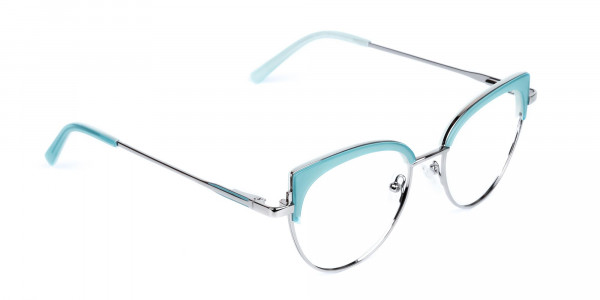 Blue and Silver Cat Eye Glasses Frame-1