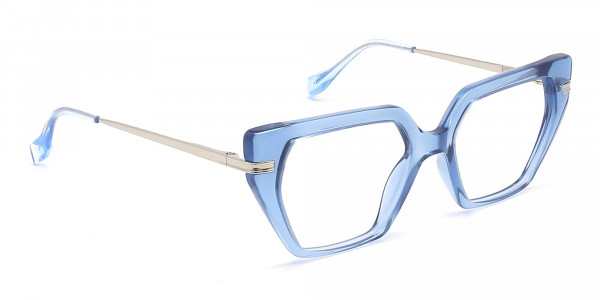 crystal blue thick frame cat eye glasses-1