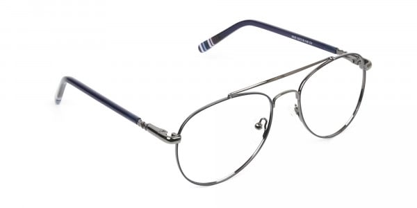 Aviator Gunmetal Dark Blue Fine Metal Glasses - 1