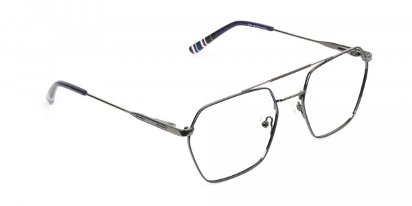 Dark Navy & Gunmetal Thin Metal Glasses - 1