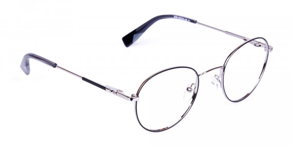 Stylish Black Silver Round Glasses-1
