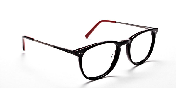  Black & Red Round Glasses, Eyeglasses