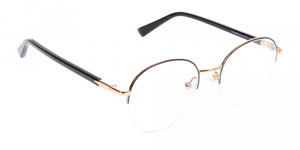 Black & Gold Half-rimmed Designer Glasses UK-1