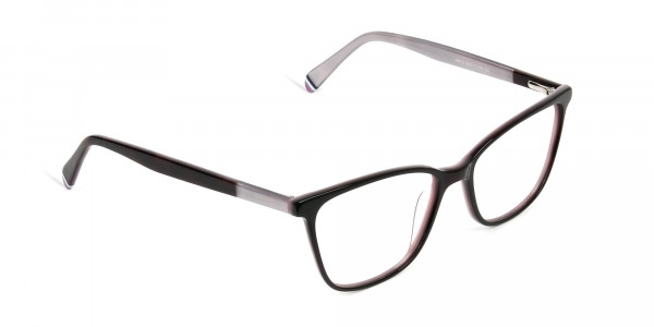 Dark Brown & Silver Lilac Rectangular Spectacles - 1