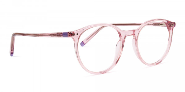 transparent or crystal clear blossome and nude pink round glasses frames-1