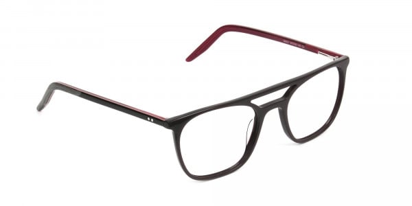 Dark Brown & Red Aviator Spectacles  - 1