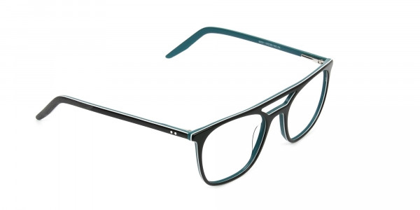Black & Teal Aviator Spectacles - 1