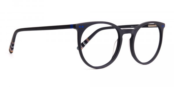 matte black indigo blue designer round glasses frames-1