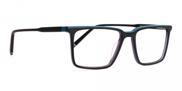 black and teal rectangular glasses frames-1