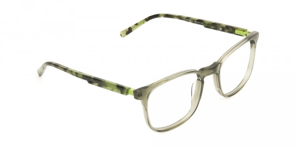 Translucent Camouflage & Olive Green Square Glasses - 1