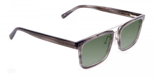 Unisex Dark Green Rectangular Sunglasses  Specscart-3