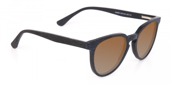 Black Wood Sunglasses with Dark Brown Tint - 3