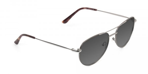 Grey Tinted Brown Gunmetal Aviator Sunglasses - 1