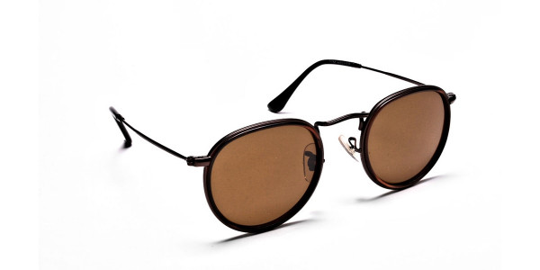 Fashion Brown Round Sunglasses - 2