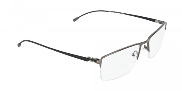 Semi-Rimless Rectangular Glasses in Gunmetal-1