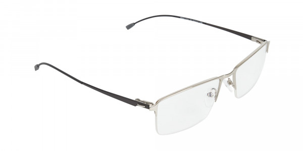 Silver Semi-Rim Rectangle Glasses-1
