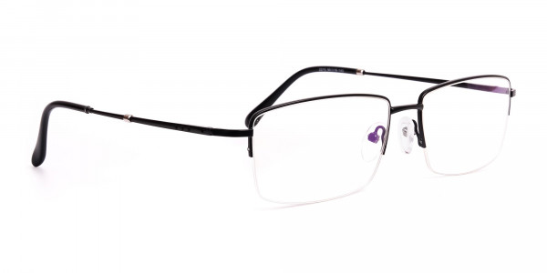 Black Semi Rimless Rectangular Glasses-1
