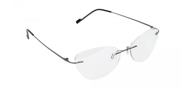 Gunmetal Rimless Cat-Eye Glasses -1