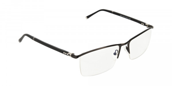 Black Semi-Rimless Glasses in Rectangular-1