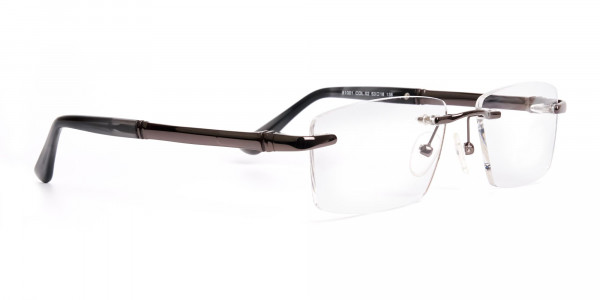 gunmetal rectangular rimless glasses frames-1