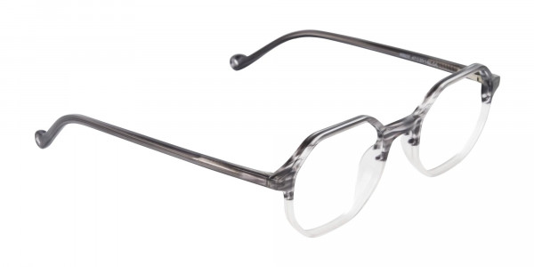 Octagon Glasses in Milky Grey with Stripe-1