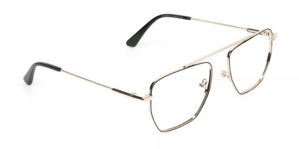 Black  and Gold Aviator  Wire Frame Glasses Men Women - 1