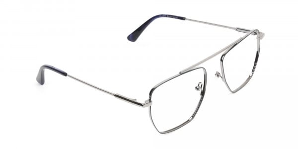 Silver and Royal Blue Wire Frame Glasses Men Women - 1