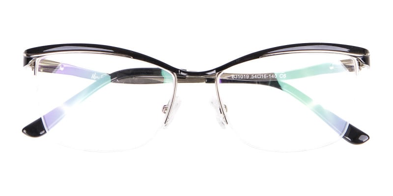 Woman Black Half-Rimmed Designer Glasses UK-1