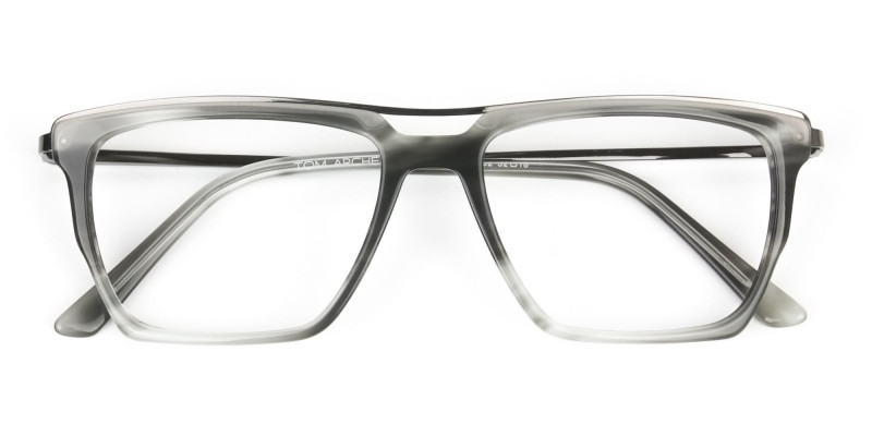 Gunmetal & Marble Grey Double Bridge Glasses - 1