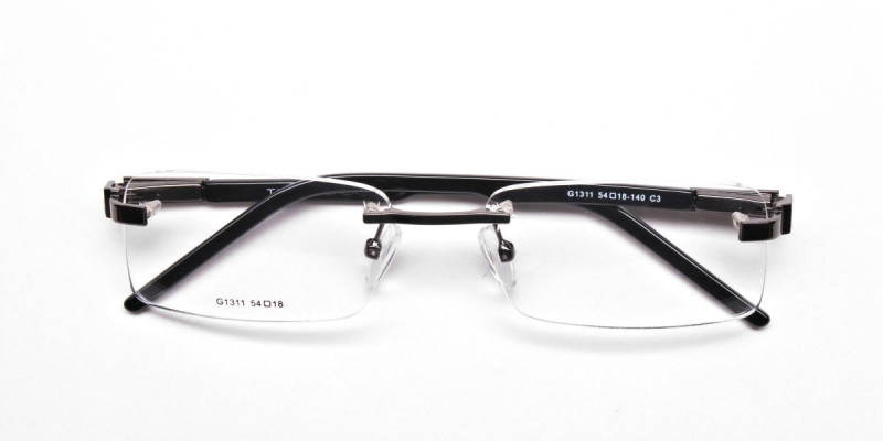 Rimless Glasses in Gunmetal with a Touch of Crocodile-1