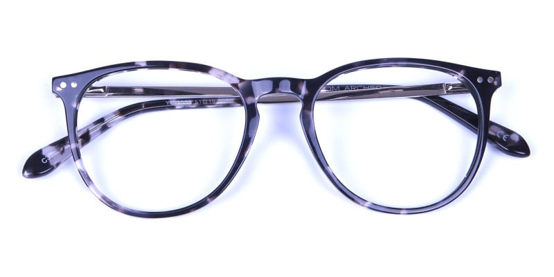 Black and Grey Round Tortoiseshell Eyeglasses