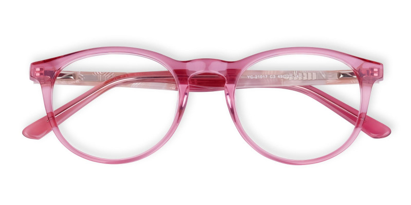 Crystal and Pink Round Glasses Frame-1
