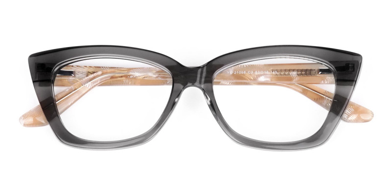 Grey Crystal Clear Cat Eye Glasses-1
