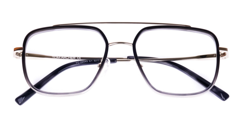 Black and Grey Aviator Glasses-1