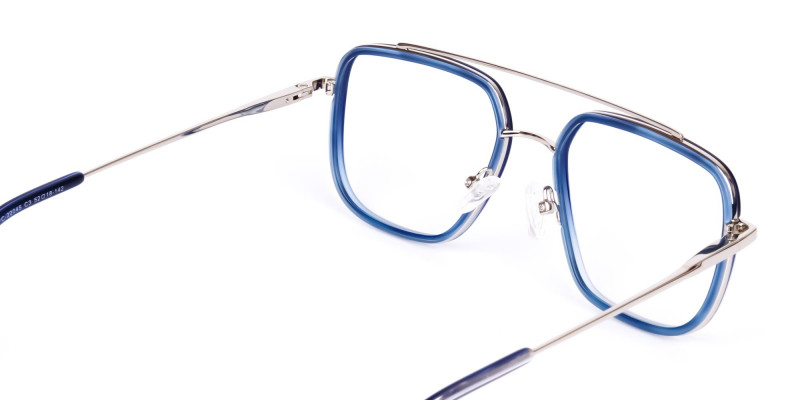 Navy Blue and Silver Aviator Glasses-1