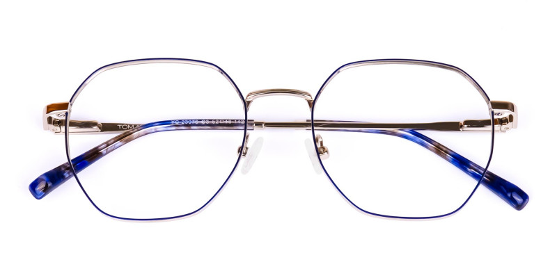 Navy Blue and Silver Geometric Glasses-1