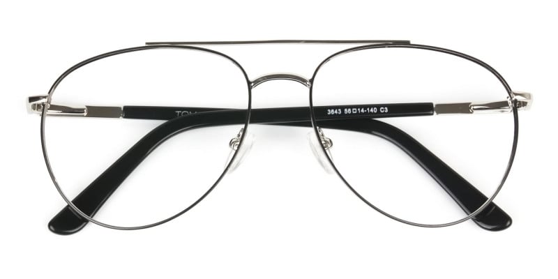 Ultralight Aviator Silver & Black Glasses - 1