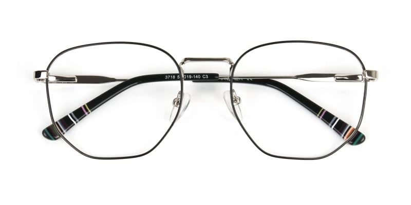 Geometric Black & Silver Spectacles - 1