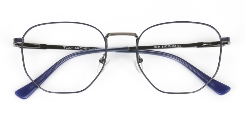 Lightweight Silver & Blue Geometric Glasses - 1