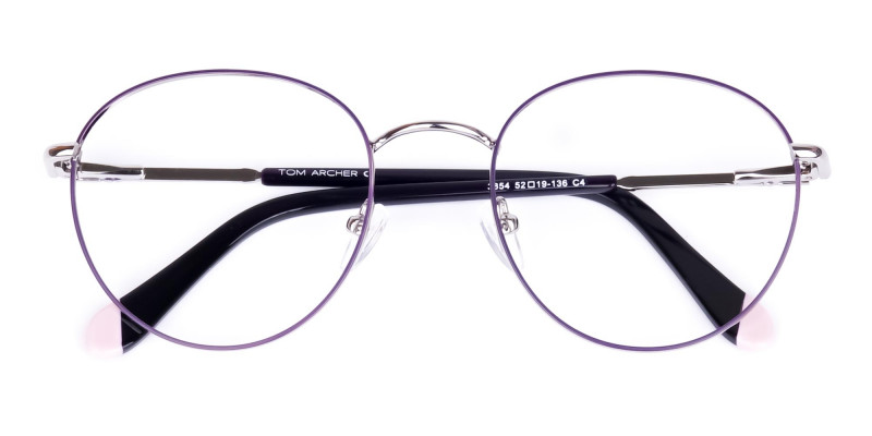 Dark Purple and Silver Round Glasses-1