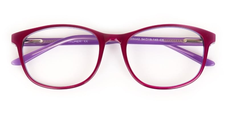 Berry Purple Rectangular Eyeglasses Frame Unisex-1