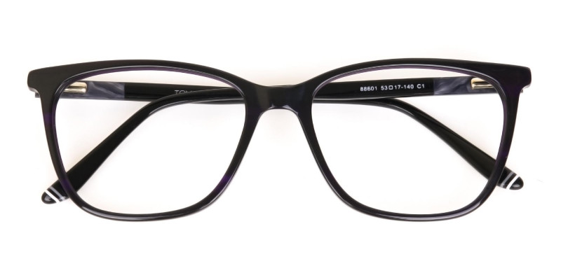 Black Designer Glasses with Purple Stripe Unisex-1