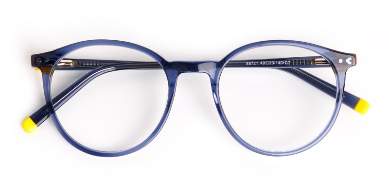 transparent and crystal clear blue round glasses frames-1