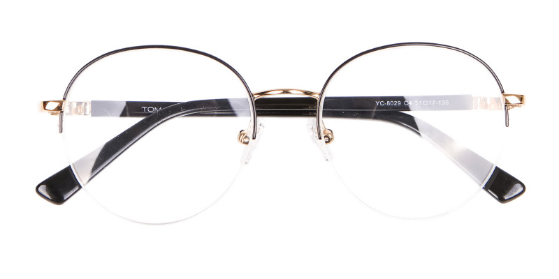 Black & Gold Half-rimmed Designer Glasses UK-1